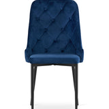 Chaise de salle à manger, chaise de cuisine, chaise de bureau, siège en velours avec pieds en métal noir, charge de siège de 120 kg, siège ergonomique confortable rembourré en velours doux, pieds noirs