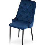 Chaise de salle à manger, chaise de cuisine, chaise de bureau, siège en velours avec pieds en métal noir, charge de siège de 120 kg, siège ergonomique confortable rembourré en velours doux, pieds noirs