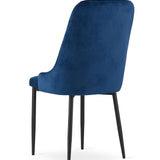 Chaise de salle à manger, chaise de cuisine, chaise de bureau, siège en velours avec pieds en métal noir, charge de siège de 120 kg, siège ergonomique confortable rembourré en velours doux, pieds noirs