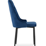 Chaise de salle à manger, chaise de cuisine, chaise de bureau, siège en velours avec pieds en métal noir, charge de siège de 120 kg, siège ergonomique confortable rembourré en velours doux, pieds noirs