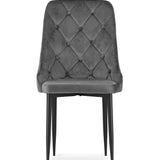 Chaise de salle à manger, chaise de cuisine, chaise de bureau, siège en velours avec pieds en métal noir, charge de siège de 120 kg, siège ergonomique confortable rembourré en velours doux, pieds noirs