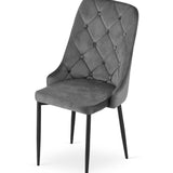 Chaise de salle à manger, chaise de cuisine, chaise de bureau, siège en velours avec pieds en métal noir, charge de siège de 120 kg, siège ergonomique confortable rembourré en velours doux, pieds noirs