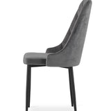 Chaise de salle à manger, chaise de cuisine, chaise de bureau, siège en velours avec pieds en métal noir, charge de siège de 120 kg, siège ergonomique confortable rembourré en velours doux, pieds noirs
