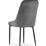 Chaise de salle à manger, chaise de cuisine, chaise de bureau, siège en velours avec pieds en métal noir, charge de siège de 120 kg, siège ergonomique confortable rembourré en velours doux, pieds noirs