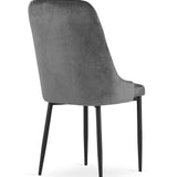 Chaise de salle à manger, chaise de cuisine, chaise de bureau, siège en velours avec pieds en métal noir, charge de siège de 120 kg, siège ergonomique confortable rembourré en velours doux, pieds noirs