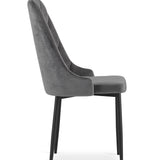 Chaise de salle à manger, chaise de cuisine, chaise de bureau, siège en velours avec pieds en métal noir, charge de siège de 120 kg, siège ergonomique confortable rembourré en velours doux, pieds noirs