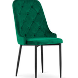 Chaise de salle à manger, chaise de cuisine, chaise de bureau, siège en velours avec pieds en métal noir, charge de siège de 120 kg, siège ergonomique confortable rembourré en velours doux, pieds noirs