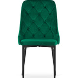Chaise de salle à manger, chaise de cuisine, chaise de bureau, siège en velours avec pieds en métal noir, charge de siège de 120 kg, siège ergonomique confortable rembourré en velours doux, pieds noirs