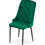 Chaise de salle à manger, chaise de cuisine, chaise de bureau, siège en velours avec pieds en métal noir, charge de siège de 120 kg, siège ergonomique confortable rembourré en velours doux, pieds noirs