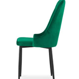 Chaise de salle à manger, chaise de cuisine, chaise de bureau, siège en velours avec pieds en métal noir, charge de siège de 120 kg, siège ergonomique confortable rembourré en velours doux, pieds noirs