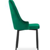 Chaise de salle à manger, chaise de cuisine, chaise de bureau, siège en velours avec pieds en métal noir, charge de siège de 120 kg, siège ergonomique confortable rembourré en velours doux, pieds noirs