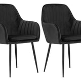 Chaise de salle à manger, chaise de cuisine, chaise de bureau, siège en velours avec pieds en métal noir, charge de siège de 120 kg, chaise de bureau confortable, pieds noirs