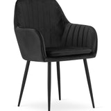 Chaise de salle à manger, chaise de cuisine, chaise de bureau, siège en velours avec pieds en métal noir, charge de siège de 120 kg, chaise de bureau confortable, pieds noirs