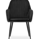 Chaise de salle à manger, chaise de cuisine, chaise de bureau, siège en velours avec pieds en métal noir, charge de siège de 120 kg, chaise de bureau confortable, pieds noirs