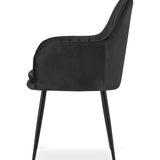 Chaise de salle à manger, chaise de cuisine, chaise de bureau, siège en velours avec pieds en métal noir, charge de siège de 120 kg, chaise de bureau confortable, pieds noirs