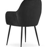 Chaise de salle à manger, chaise de cuisine, chaise de bureau, siège en velours avec pieds en métal noir, charge de siège de 120 kg, chaise de bureau confortable, pieds noirs