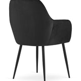 Chaise de salle à manger, chaise de cuisine, chaise de bureau, siège en velours avec pieds en métal noir, charge de siège de 120 kg, chaise de bureau confortable, pieds noirs
