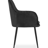 Chaise de salle à manger, chaise de cuisine, chaise de bureau, siège en velours avec pieds en métal noir, charge de siège de 120 kg, chaise de bureau confortable, pieds noirs