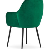 Chaise de salle à manger, chaise de cuisine, chaise de bureau, siège en velours avec pieds en métal noir, charge de siège de 120 kg, chaise de bureau confortable, pieds noirs