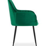 Chaise de salle à manger, chaise de cuisine, chaise de bureau, siège en velours avec pieds en métal noir, charge de siège de 120 kg, chaise de bureau confortable, pieds noirs