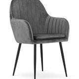Chaise de salle à manger, chaise de cuisine, chaise de bureau, siège en velours avec pieds en métal noir, charge de siège de 120 kg, chaise de bureau confortable, pieds noirs