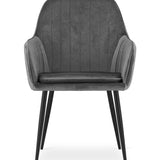 Chaise de salle à manger, chaise de cuisine, chaise de bureau, siège en velours avec pieds en métal noir, charge de siège de 120 kg, chaise de bureau confortable, pieds noirs