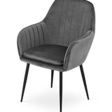 Chaise de salle à manger, chaise de cuisine, chaise de bureau, siège en velours avec pieds en métal noir, charge de siège de 120 kg, chaise de bureau confortable, pieds noirs