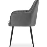 Chaise de salle à manger, chaise de cuisine, chaise de bureau, siège en velours avec pieds en métal noir, charge de siège de 120 kg, chaise de bureau confortable, pieds noirs