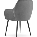 Chaise de salle à manger, chaise de cuisine, chaise de bureau, siège en velours avec pieds en métal noir, charge de siège de 120 kg, chaise de bureau confortable, pieds noirs