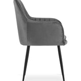 Chaise de salle à manger, chaise de cuisine, chaise de bureau, siège en velours avec pieds en métal noir, charge de siège de 120 kg, chaise de bureau confortable, pieds noirs