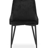 Chaise rembourrée, chaise de salle à manger, chaise de salon rembourrée, chaise avec pieds en métal, revêtement et assise en velours avec pieds noirs