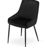 Chaise rembourrée, chaise de salle à manger, chaise de salon rembourrée, chaise avec pieds en métal, revêtement et assise en velours avec pieds noirs