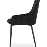 Chaise rembourrée, chaise de salle à manger, chaise de salon rembourrée, chaise avec pieds en métal, revêtement et assise en velours avec pieds noirs