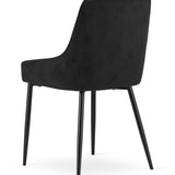 Chaise rembourrée, chaise de salle à manger, chaise de salon rembourrée, chaise avec pieds en métal, revêtement et assise en velours avec pieds noirs