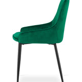 Chaise rembourrée, chaise de salle à manger, chaise de salon rembourrée, chaise avec pieds en métal, revêtement et assise en velours avec pieds noirs