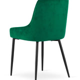 Chaise rembourrée, chaise de salle à manger, chaise de salon rembourrée, chaise avec pieds en métal, revêtement et assise en velours avec pieds noirs