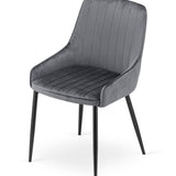 Chaise rembourrée, chaise de salle à manger, chaise de salon rembourrée, chaise avec pieds en métal, revêtement et assise en velours avec pieds noirs