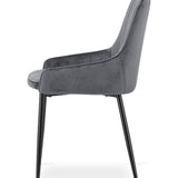 Chaise rembourrée, chaise de salle à manger, chaise de salon rembourrée, chaise avec pieds en métal, revêtement et assise en velours avec pieds noirs