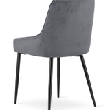 Chaise rembourrée, chaise de salle à manger, chaise de salon rembourrée, chaise avec pieds en métal, revêtement et assise en velours avec pieds noirs