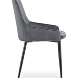 Chaise rembourrée, chaise de salle à manger, chaise de salon rembourrée, chaise avec pieds en métal, revêtement et assise en velours avec pieds noirs