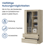 Home Collective Kleiderschrank Schrank Mehrzweckschrank Haushaltsschrank 90x50x180 cm (BxTxH)  mit 2 Schubladen, 3 Einlegeböden & Kleiderstange  – robust, platzsparend & vielseitig