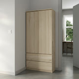 Home Collective Kleiderschrank Schrank Mehrzweckschrank Haushaltsschrank 90x50x180 cm (BxTxH)  mit 2 Schubladen, 3 Einlegeböden & Kleiderstange  – robust, platzsparend & vielseitig