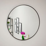 Spiegel 60x60 | 70x70 | 80x80 cm rund wandmontiert mit Metallrahmen schwarz oder gold | in 3 Größen für Bad, Flur, Wohnzimmer, Esszimmer oder Schminkspiegel