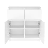 Commode avec 2 tiroirs et 2 portes 70x75x40 cm (L/H/P) étroite en blanc, buffet haut armoire polyvalente chambre à coucher