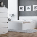 Commode blanche à cinq tiroirs, chambre à coucher, couloir, table de chevet, armoire, buffet, buffet haut, largeur 70 cm, hauteur 124 cm