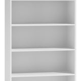Bibliothèque classeur étagère sur pied séparateur de pièce blanc avec 5 compartiments ouverts en bois MDF