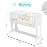 Lit d'appoint Lit bébé 90x40 cm Lit bébé avec ceinture de sécurité pour lit des parents, transformable en bureau réglable en hauteur, banc et boîte de jeu en bois massif, fabriqué dans l'UE - utilisable pendant 10 ans