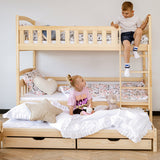 B-STOCK : Lit mezzanine / lit superposé 90x200 cm avec lit gigogne et deux tiroirs 