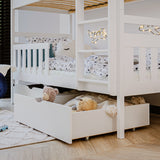 Etagenbett, Kinder, Kinderbett | Mit 2 Schubladen, optional zwei Matratzen, senkrechter Leiter & Absturzsicherung | Platzsparendes Hochbett für das Kinderzimmer | 97x208x171 cm (BxTxH)