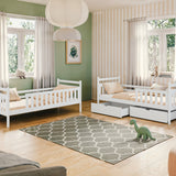 Etagenbett, Kinder, Kinderbett | Mit 2 Schubladen, optional zwei Matratzen, senkrechter Leiter & Absturzsicherung | Platzsparendes Hochbett für das Kinderzimmer | 97x208x171 cm (BxTxH)